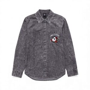 Tim Burtons The Nightmare Before Christmas acid-washed button-up denim shirt XL